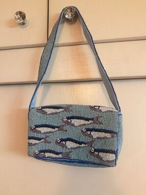Beaded Sardine Bag in Light Blue